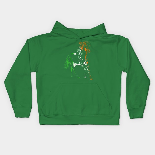 Irish Pride Horse Kids Hoodie by Danispolez_illustrations